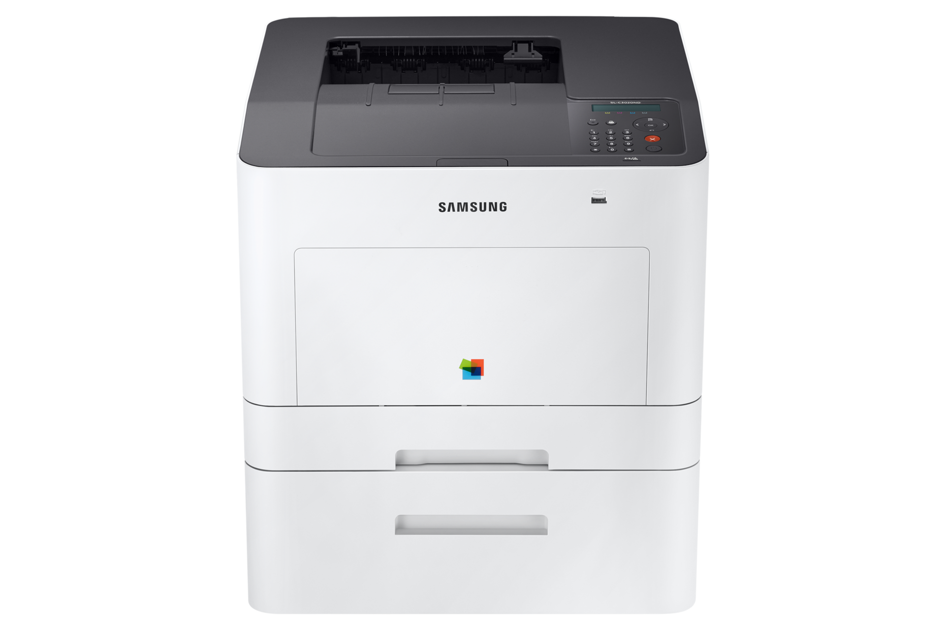 A4 컬러 레이저 프린터 C30 시리즈 30 ppm SL-C3020ND (화이트) 하단에 단을 추가한 정면 이미지 