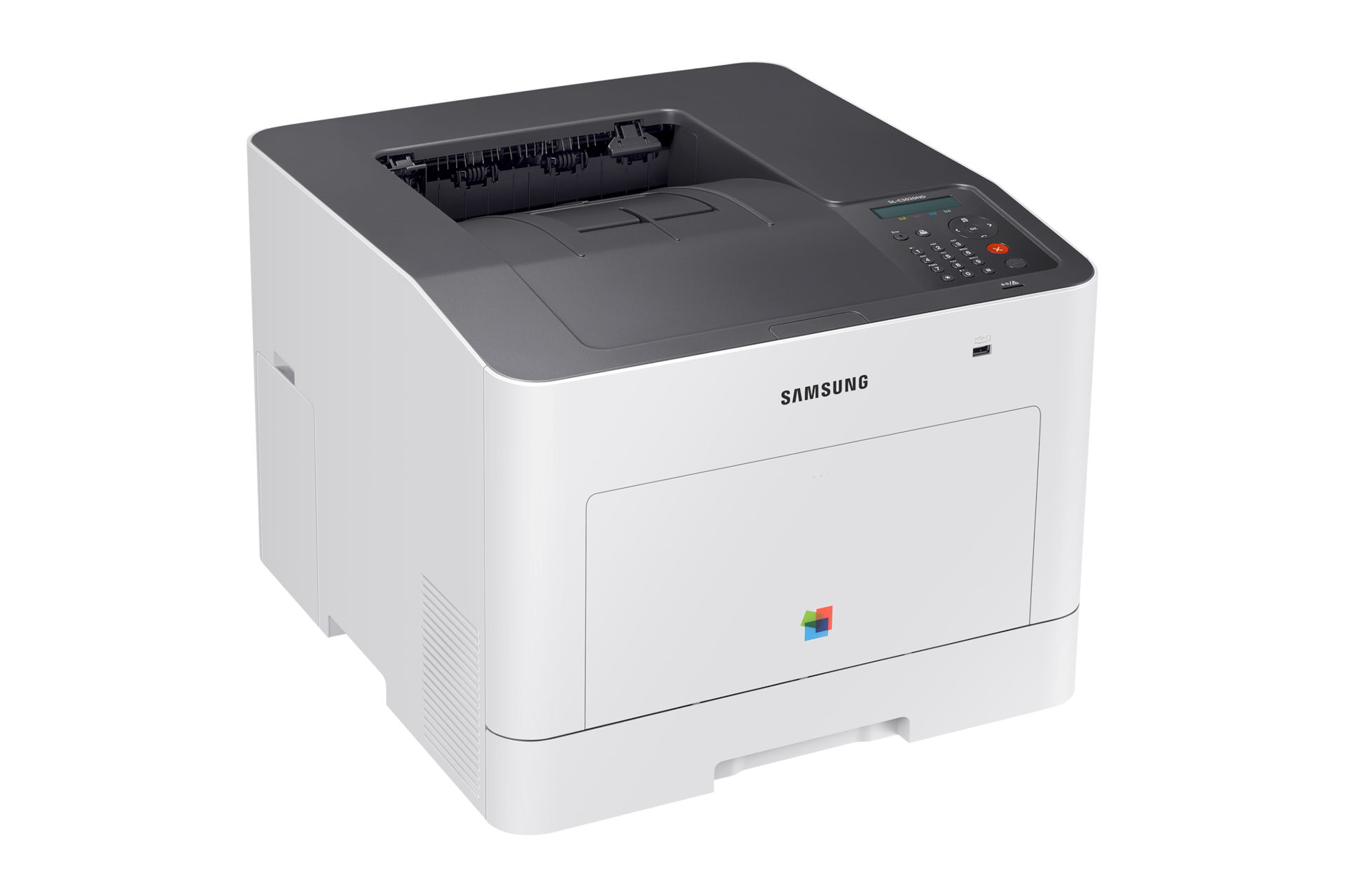 A4 컬러 레이저 프린터 C30 시리즈 30 ppm SL-C3020ND (화이트) 왼쪽 45도 위에서 내려본 이미지