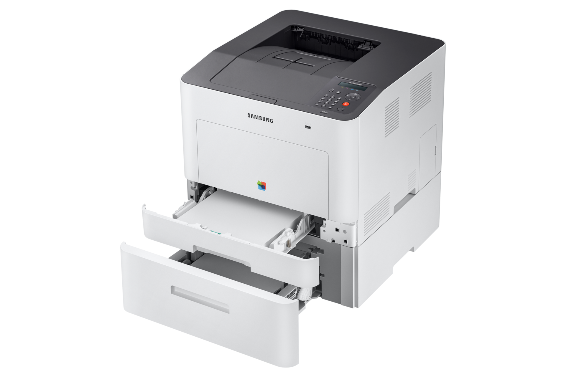 A4 컬러 레이저 프린터 C30 시리즈 30 ppm SL-C3020ND (화이트) 하단에 단을 추가하여 왼쪽으로 단을 열어본 이미지