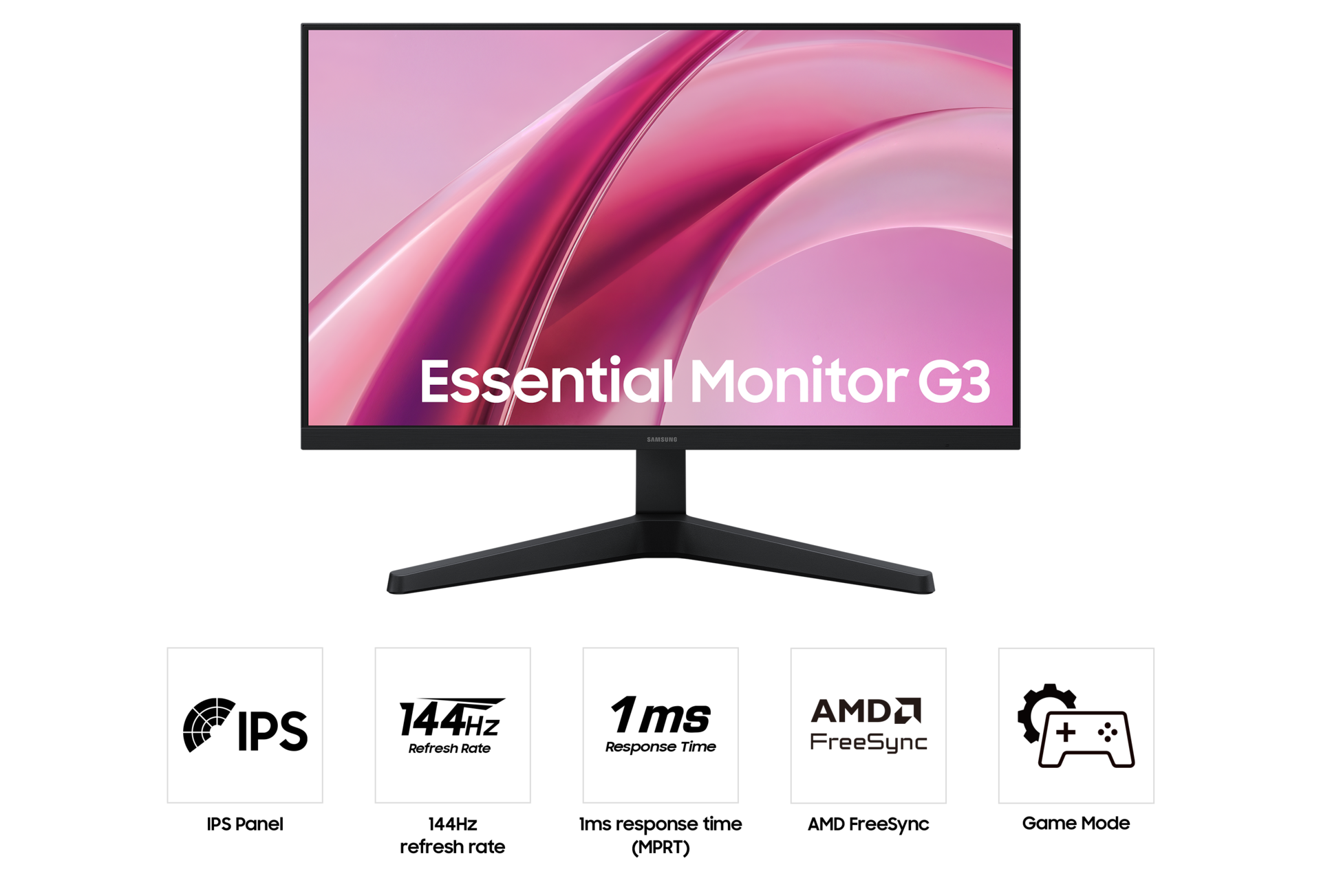 에센셜 모니터 G3 G31H FHD 144Hz (LS24HG314) 정면 및 하단 특장점
