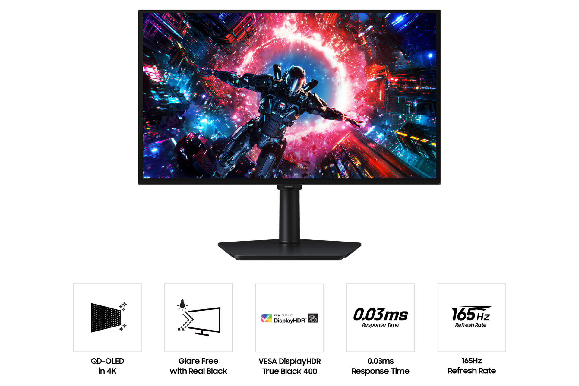 오디세이 OLED G7 G70SH 4K 165Hz (LS27HG702S) 정면 및 하단 특장점