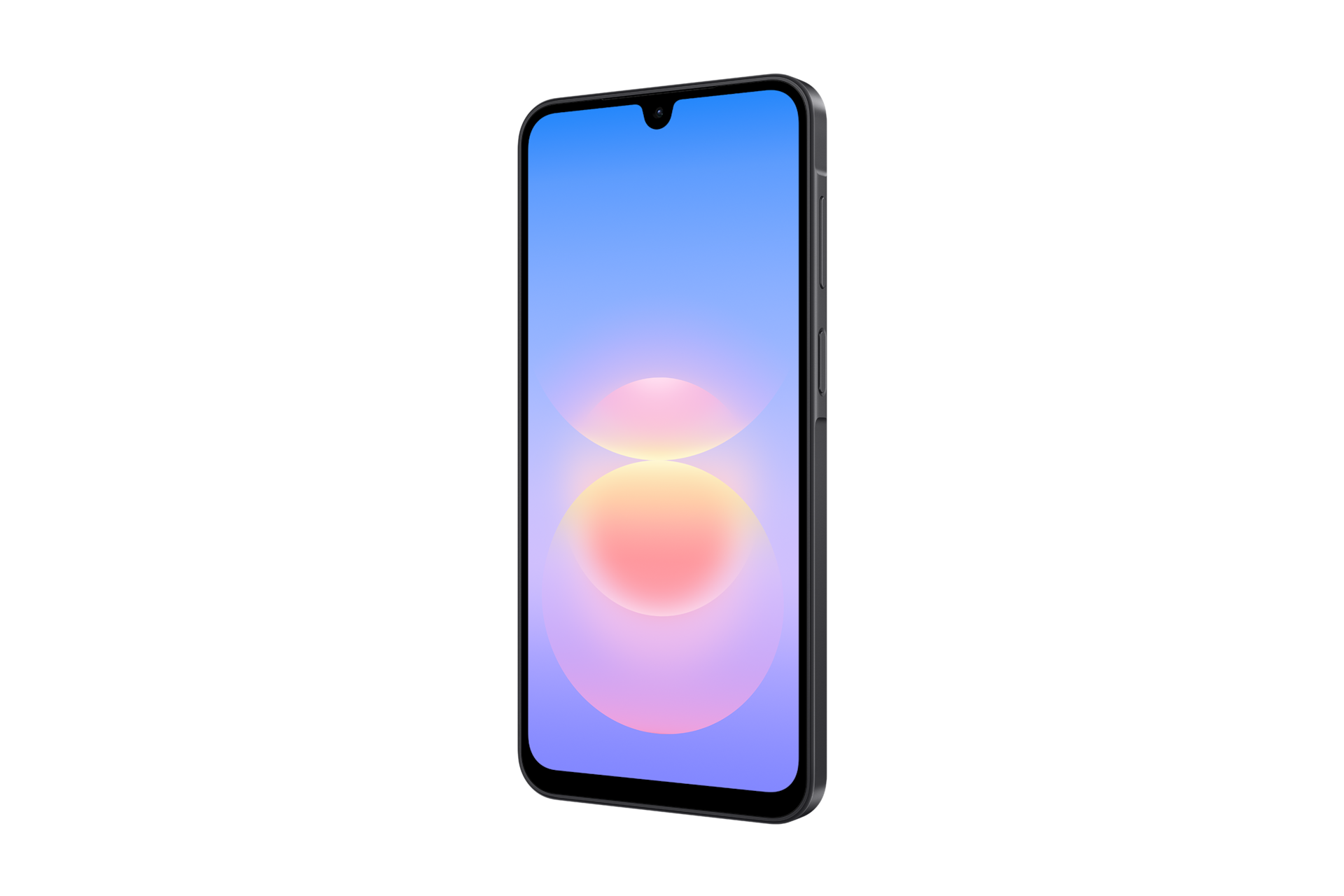 갤럭시 A18 LTE 자급제 블랙 카메라 홀이 보이는 뒷면 우측 45도