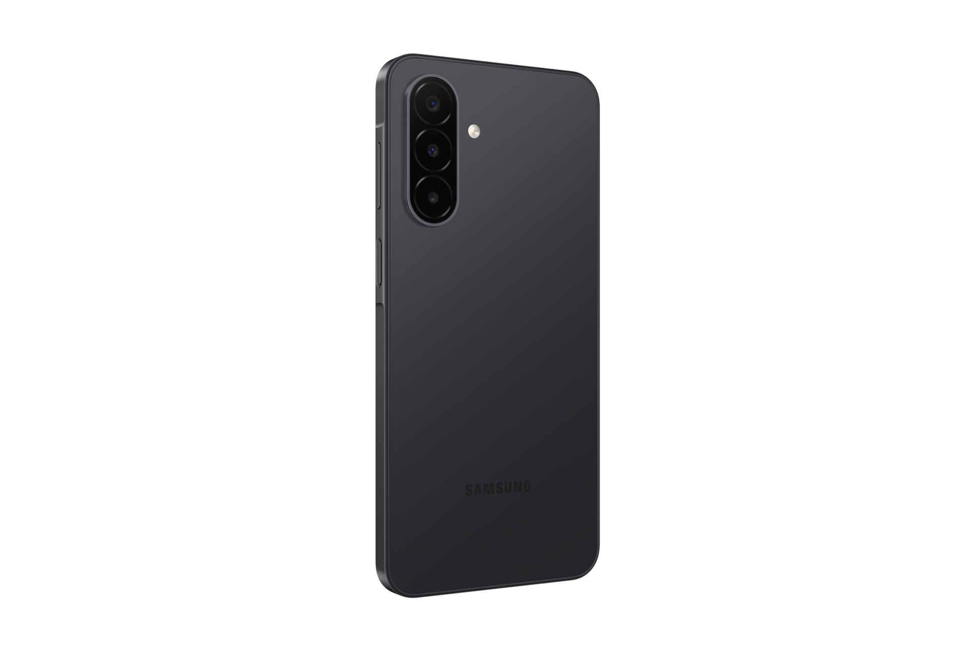 갤럭시 A18 LTE 자급제 블랙 카메라홀이 보이는 뒷면 좌측 45도