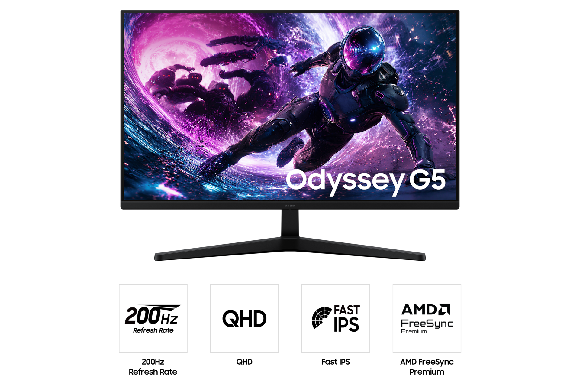 오디세이 G5 G53H QHD 200Hz (LS32HG532) 정면 및 하단 특장점