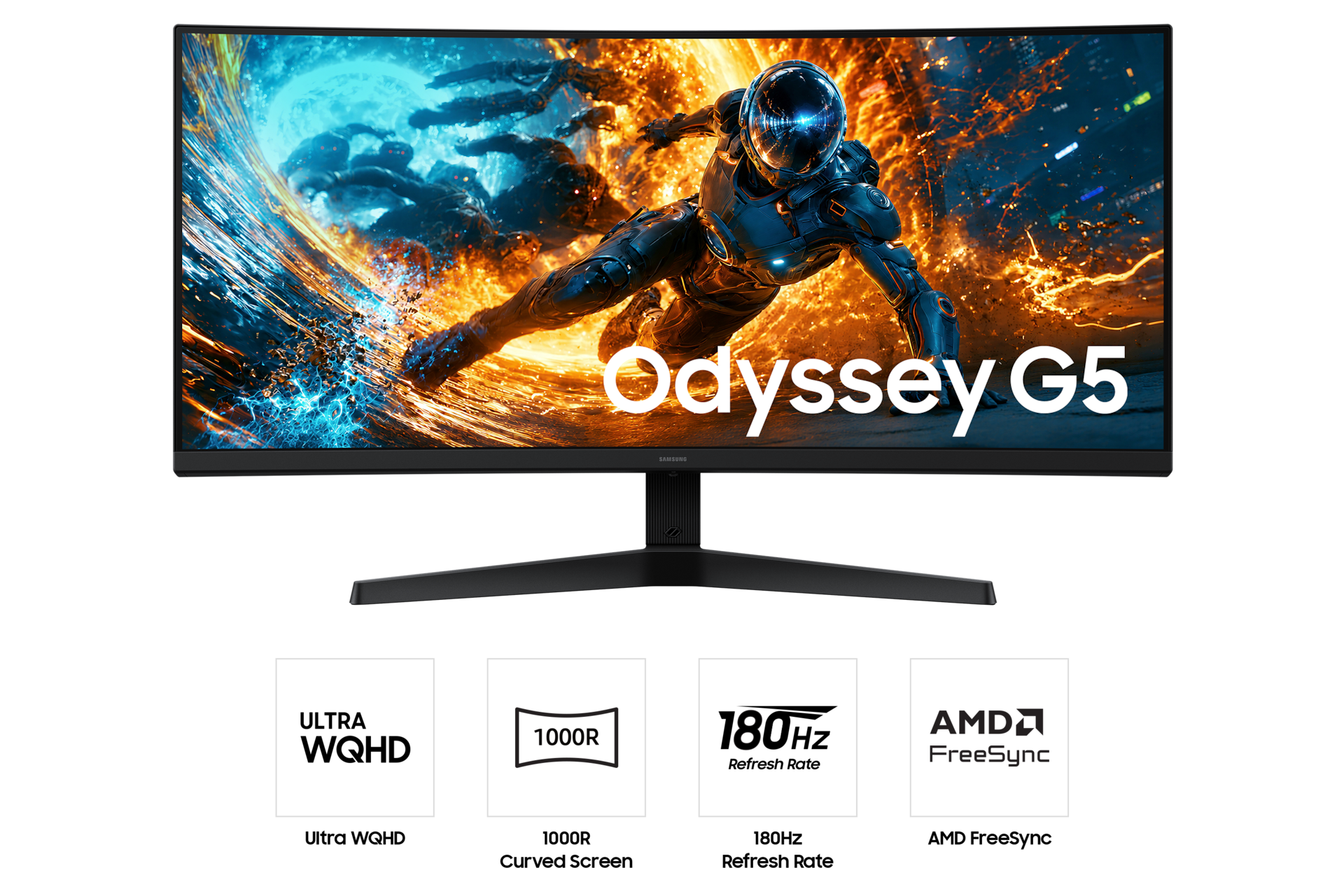 오디세이 G5 G55H UWQHD 180Hz (LS34HG552) 정면 및 하단 특장점