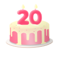 20 숫자초가 꽂혀진 케이크