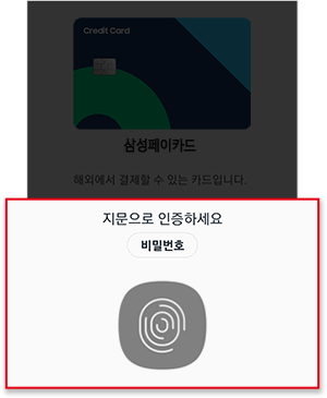 생체 인식 또는 결제 비밀번호 입력