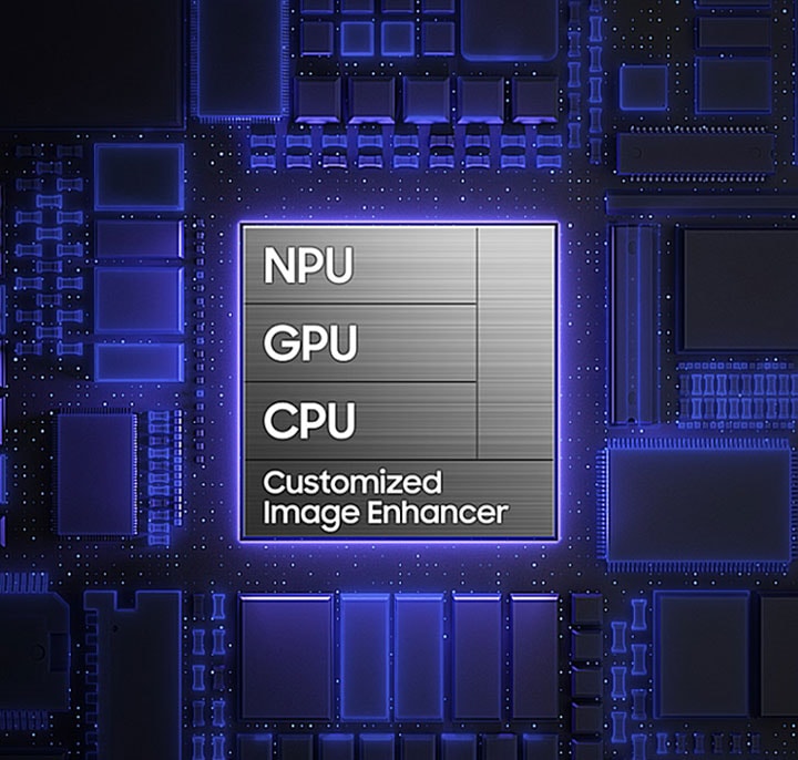 칩셋. GPU, NPU, CPU 그리고 맞춤형 프로세서(GPU, NPU, CPU) 그리고 맞춤형 화질 향상 기술입니다.