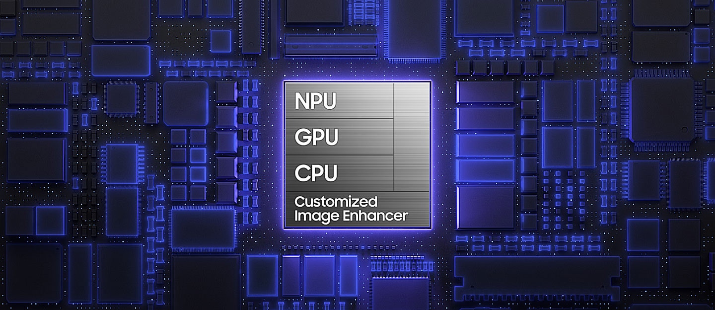 칩셋. GPU, NPU, CPU 그리고 맞춤형 프로세서(GPU, NPU, CPU) 그리고 맞춤형 화질 향상 기술입니다.
