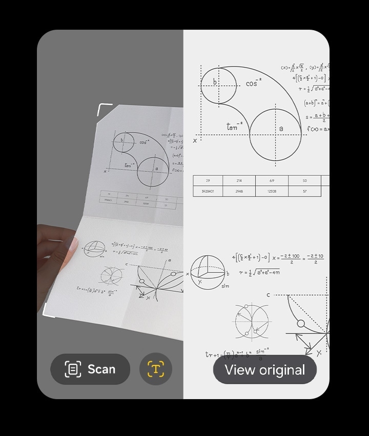 문서 스캔 기능을 통해 종이 문서를 간편하게 스캔합니다. 접힌 자국이나 구김, 손가락 등을 AI가 스마트하게 제거 및 보정해, 깔끔한 스캔 이미지를 확인할 수 있습니다.