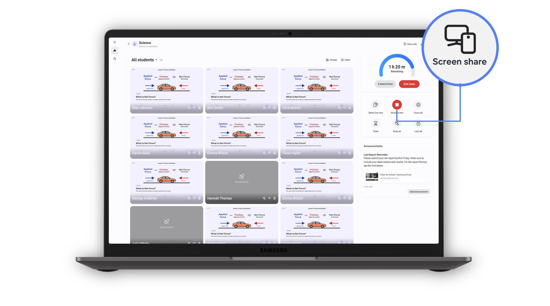 Screen share in Knox Classroom