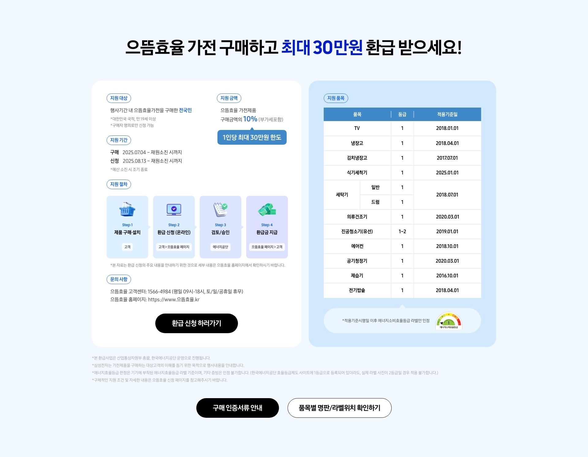 [으뜸효율 가전 환급 안내]