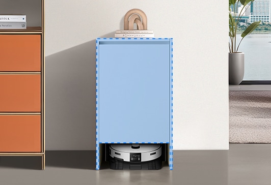 거실, 박스장(대) 안에 Bespoke AI 스팀을 설치한 모습입니다.