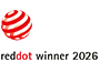빨간색 스트라이프 구체 아이콘과 'reddot winner 2026' 텍스트가 있는 레드닷 어워드 로고 이미지입니다.