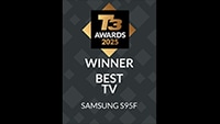 T3 어워즈 2025 최고의 TV로 선정된 수상 로고와 SF95가 표기되어 있습니다. 