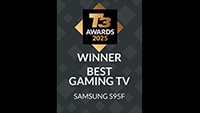 T3 어워즈 2025 최고의 게이밍 TV로 선정된 수상 로고와 SF95가 표기되어 있습니다.