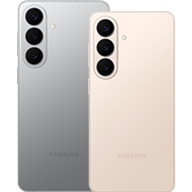 실버 쉐도우 색상의 갤럭시 S26+와 핑크골드 색상의 갤럭시 S26의 후면 모습입니다.