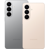 실버 쉐도우 색상의 갤럭시 S26+와 핑크골드 색상의 갤럭시 S26의 후면 모습입니다.