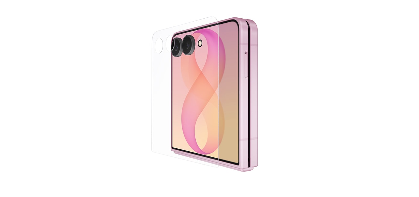 Galaxy Z Flip8 со слоем защитного стекла над экраном