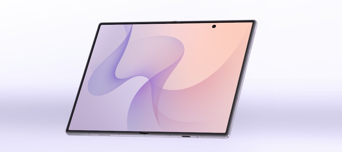 Раскрытый Galaxy Z Fold8 с основным экраном