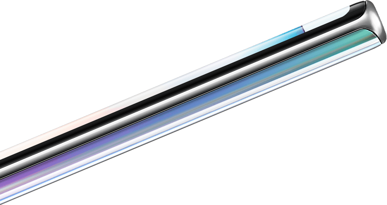 Primer plano de un S Pen eyectado del Galaxy Note10 plus. Al desplazarse, el S Pen y el Galaxy Note10 plus se separan cada vez más para revelar texto