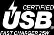 Certified USB Fast Charger 25W logo.