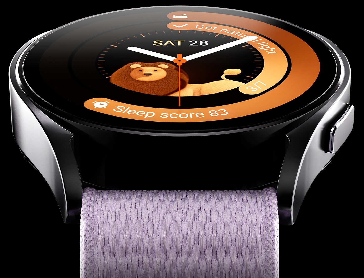 Se puede ver que el Galaxy Watch6 muestra el símbolo del sueño del león, con datos simples de sueño en la esfera del reloj.