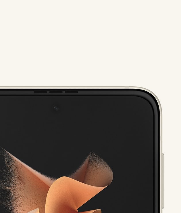 La pantalla principal de Galaxy Z Flip3 5G muestra la ubicación de la cámara.