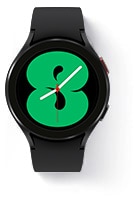 Galaxy Watch4 with a graphic green watchface.
