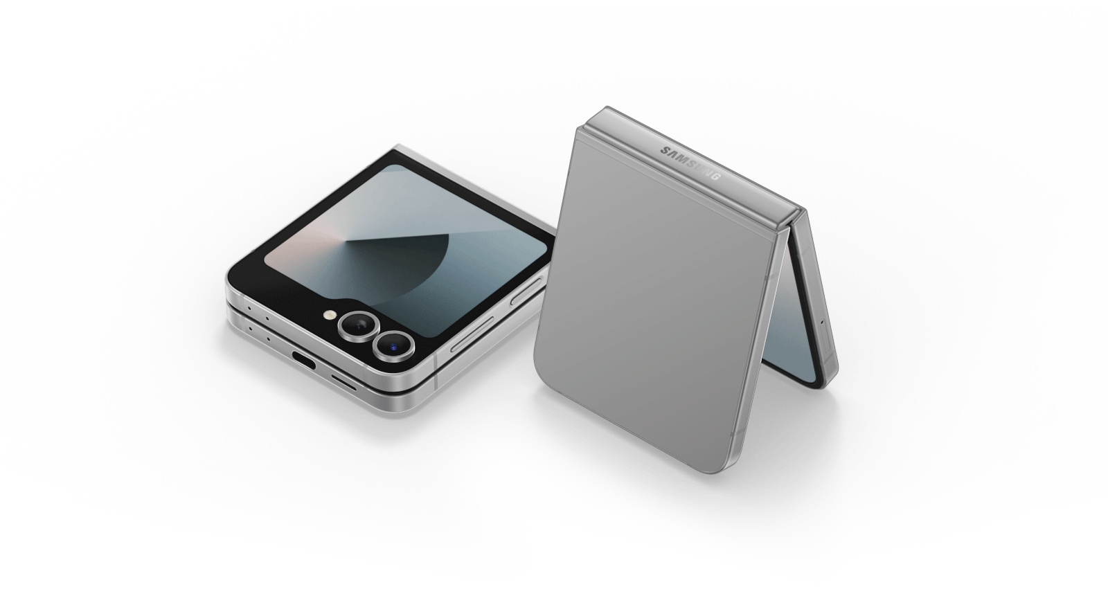 نافذة منبثقة لهاتف Galaxy Z Flip6 باللون الفضي الداكن.