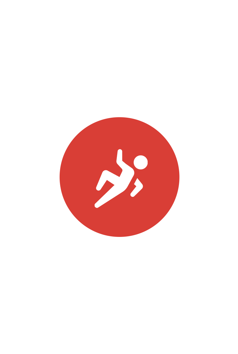 낙상 감지 기능을 나타내는 넘어지는 사람 아이콘입니다.
