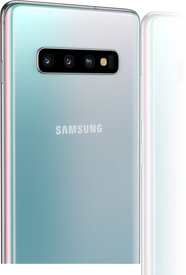 Dva telefóny Galaxy S10+. Jeden telefón je snÃmaný zozadu a zobrazuje trojitý zadný fotoaparát vrátane 12 MP teleobjektÃvu, 12 MP Å¡irokouhlého objektÃvu a 16 MP ultraÅ¡irokouhlého fotoaparátu. Druhý telefón je snÃmaný spredu a zobrazuje duálny predný fotoaparát vrátane 10 MP fotoaparátu na selfie a 8 MP fotoaparátu s hĺbkovým zaostrenÃm.
