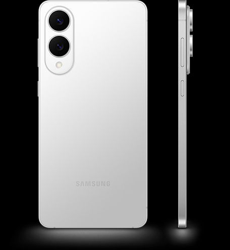 兩部鈦輕銀 Galaxy S25 Edge 手機,一部從背面看,另一部從電源鍵那一側看。