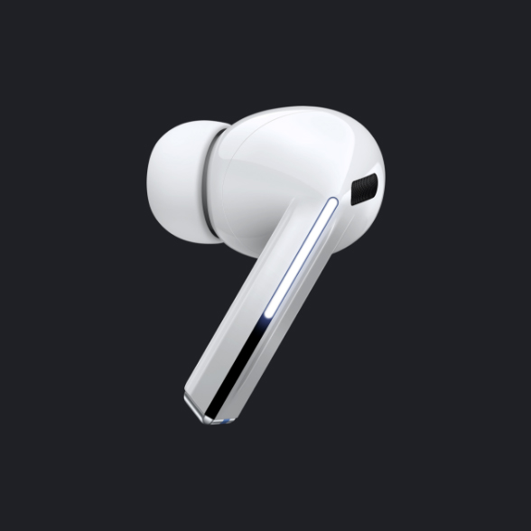 A single, Galaxy Buds3 Pro earbud in white.