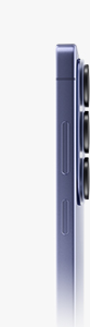 Galaxy S26 Ultra in Cobalt Violet is seen from the side to show the slim profile.