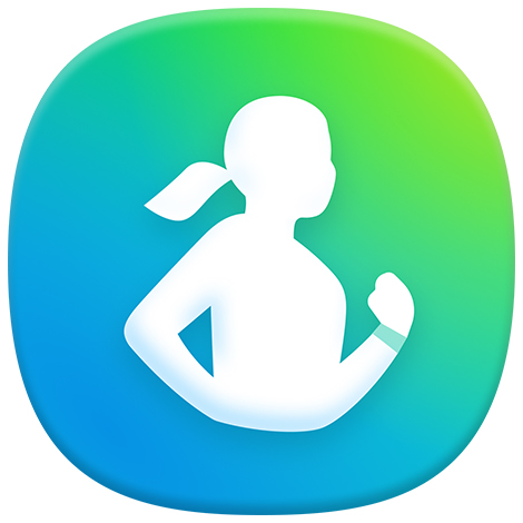 Various Samsung Health tracking icons arranged in an arc, representing Heart, Food, Exercise, Stress, Sleep, highlighting the availability of diverse health tracking for improved wellness.