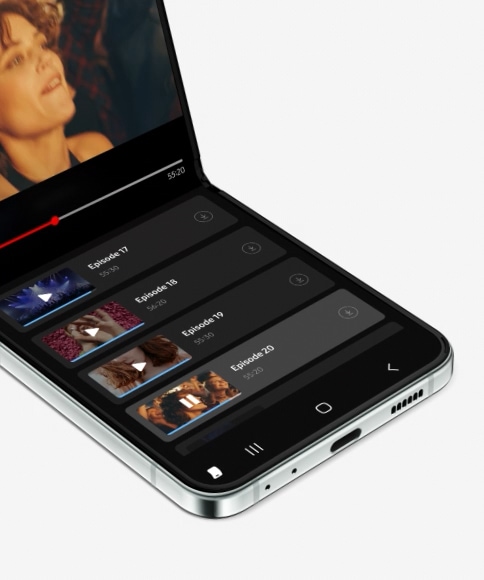 Hình ảnh bảng điều khiển chế độ flex mode trên điện thoại Galaxy Z Flip5.