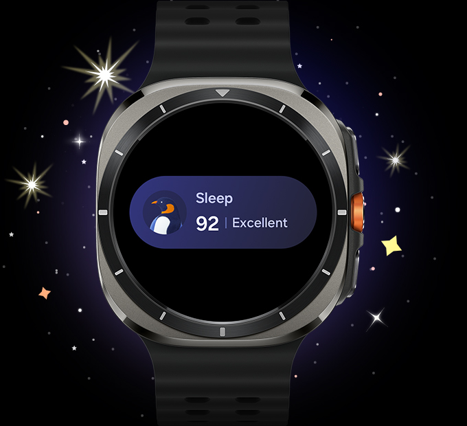 Galaxy Watch Ultra is displaying a sleep score of '92'.